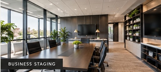 Staged business conference room